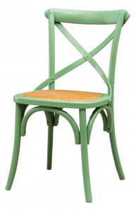 Sedia Thonet in massello di frassino e seduta rattan finitura Verde anticato L48xPR52xH88 cm