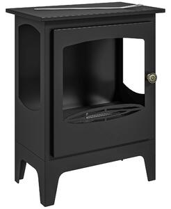 HOMCOM Camino a Bioetanolo con Estintore fiamma e Bruciatore da 1.2L per 3 Ore di Durata, in Acciaio Inox, 36x26x54cm, Nero | Aosom Italy