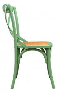 Sedia Thonet in massello di frassino e seduta rattan finitura Verde anticato L48xPR52xH88 cm