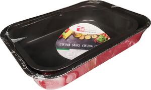 Accademia Mugnano Teglia Forno Antiaderente Rettangolare in Alluminio Puro Set 2 Pezzi 30 - 35 cm colore Rosso - Cucina Sano