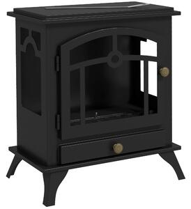 HOMCOM Camino Bioetanolo da terra con Bruciatore da 1.2L per 3 Ore di Durata, Stile Classico in Acciaio, 45x28x54cm, Nero | Aosom Italy