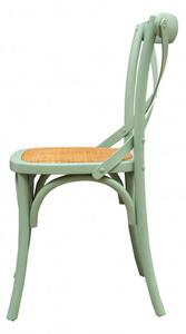 Sedia Thonet in massello di frassino e seduta rattan finitura verde L48xPR52xH88 cm