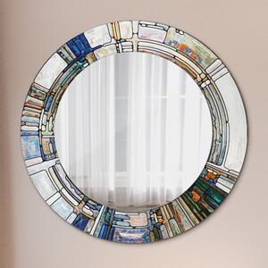 Specchio tondo con decoro Finestra di vetro macchiata astratta fi 50 cm