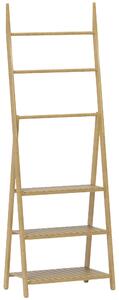 HOMCOM Scaffale Bagno 3 Ripiani con Porta Asciugamani a 3 Barre, Autoportante e Pieghevole in Legno di Bambù