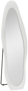 HOMCOM Specchio a Figura Intera con Cornice Ondulata in Velluto, Specchio da Terra e da Parete, 160x50 cm, Bianco