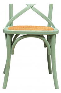 Sedia Thonet in massello di frassino e seduta rattan finitura verde anticato L48xPR52xH88 cm