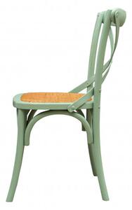 Sedia Thonet in massello di frassino e seduta rattan finitura verde anticato L48xPR52xH88 cm