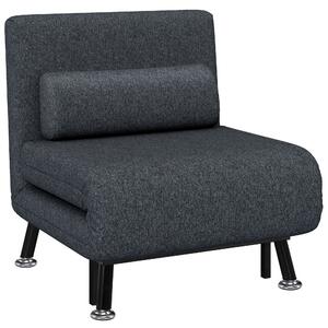 HOMCOM Poltrona Letto Moderno 3 in 1 con Schienale Regolabile e Cuscino imbottitura, in Tessuto Effetto Lino e Acciaio, Grigio Scuro | Aosom Italy