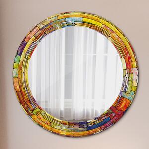 Specchio rotondo cornice con stampa Finestra colorata in vetro colorato fi 60 cm
