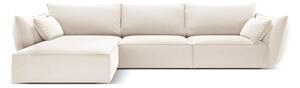 Divano angolare beige (con penisola a sinistra/con chaise lounge) con rivestimento in velluto Vanda – Mazzini Sofas