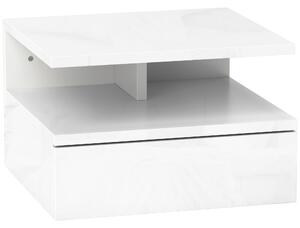 HOMCOM Comodino Sospeso per Camera da Letto con Cassetto e Ripiano Aperto in Legno, 35x32x22.5 cm, Bianco