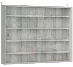 HOMCOM Vetrina per Collezionismo a 4 Ripiani Regolabili in Legno con Ante in Vetro, 80x9.5x60 cm, Grigio | Aosom Italy