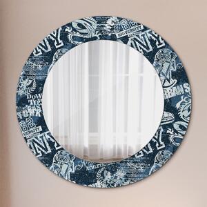 Specchio rotondo cornice con stampa Collage fi 50 cm
