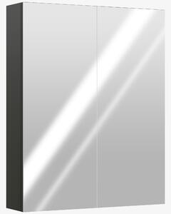 HOMCOM Armadietto Pensile Bagno 2 Ante con Specchiera e 2 Ripiani Interni in MDF, 60x15x75 cm, Nero | Aosom Italy