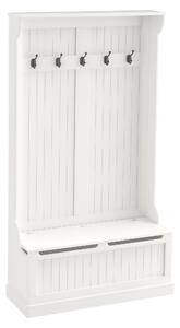 HOMCOM Appendiabiti da Terra 179.7cm con Panca Porta Scarpe, 5 Ganci, Dispositivo Antiribaltamento, per Ingresso, Crema | Aosom Italy