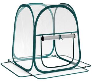 Outsunny Mini Serra da Giardino con Copertura in Plastica e Telaio in acciaio, Finestra Avvolgibile e Borsa, 70x70x80 cm, Trasparente|Aosom Italy