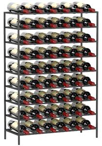 HOMCOM Scaffale Portabottiglie 6 Bottiglie su 9 Livelli, Resistente all'Umidità, in Acciaio, 63x25x91cm, Nero | Aosom Italy