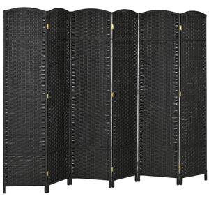 HOMCOM Paravento Divisorio da Interni Pieghevole a 6 Ante Intrecciato, 240x170 cm, Nero | Aosom Italy