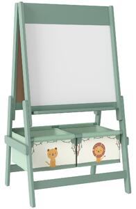 AIYAPLAY Lavagna per Bambini 3 in 1 con Cavalletto, Rotolo di Carta e 2 Cestelli, in Legno, 54x46x94 cm, Verde | Aosom Italy