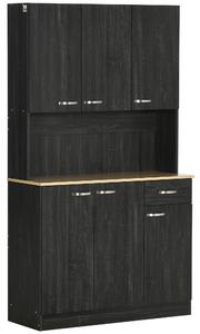 HOMCOM Mobile Dispensa Alto in Legno con Cassetti e Armadietti, 101x39x180 cm, Nero | Aosom Italy