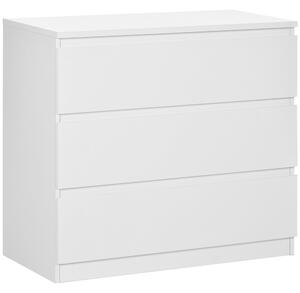 HOMCOM Cassettiera 3 Cassetti Moderna senza Maniglie per Camera e Soggiorno, 80x39x73 cm, Bianco | Aosom Italy