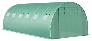 Brugel Telo per Serra in PE con 12 Finestre Porta Avvolgibile e Bordi Interrati 6x3x2 m colore Verde - 823DHGN