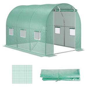 Brugel Telo per Serra in PE con 6 Finestre Porta Avvolgibile e Bordi Interrati 3x2x2 m colore Verde - 824DHGN