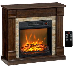 HOMCOM Camino Elettrico da Incasso a Terra con Timer, Fiamma e Temperatura Regolabile, 80x21.6x67.8 cm, Marrone | Aosom Italy