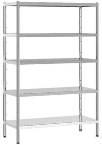 HOMCOM Scaffale da Cucina a 5 Livelli Regolabili su 13 Altezze Diverse, in Acciaio Inox, 91x40x139 cm, Argento | Aosom Italy