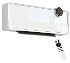 HOMCOM Stufa Ceramica Elettrica 2000W da Parete con 3 Modalità, Temperatura Regolabile, Timer e Telecomando, Bianco | Aosom Italy