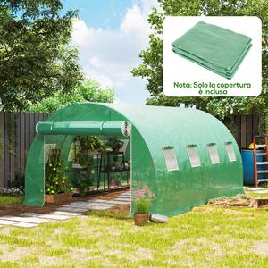 VivaGarden Telo Serra in PE con 8 Finestre, Porta Avvolgibile e Bordi Interrati 4x3x2 m colore Verde - GNZ539