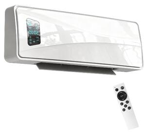 HOMCOM Stufa Ceramica 2000W a Parete con 3 Modalità, Temperatura Regolabile, Timer, Telecomando, Bianco | Aosom Italy