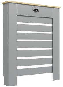HOMCOM Copritermosifone in MDF a Doghe, Copricalorifero a Griglia con Cassetto, 78x19x95.5 cm, Grigio | Aosom Italy