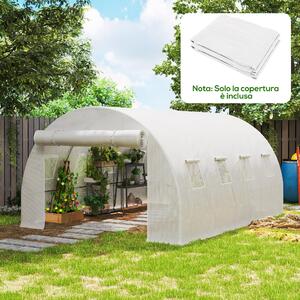 VivaGarden Telo Serra in PE con 8 Finestre, Porta Avvolgibile e Bordi Interrati 4x3x2 m colore Bianco - WTZ538