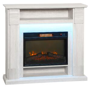 HOMCOM Camino Elettrico 1800W con Effetto Fiamma Regolabile e Telecomando, Ripiano e Timer, 105x27x97 cm, color Legno | Aosom Italy