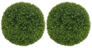 HOMCOM Set di 2 Piante Finte Sfera di Bosso Ø50cm, Piante Artificiali Decorative da Interno ed Esterno, Verde | Aosom Italy