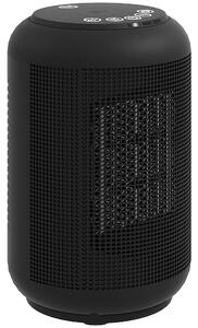 HOMCOM Stufa Elettrica a 3 Modalità, Riscaldatore Elettrico e Regolabile con Timer 24h, in PP e PA Ignifugo, 14x14x21.5 cm, Nero | Aosom Italy