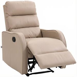 HOMCOM Poltrona Relax Manuale con Poggiapiedi e Reclinazione fino a 160°, Sedia in PU, 65x89x100cm, Marrone Chiaro | Aosom Italy