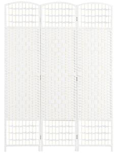 HOMCOM Paravento a 3 Ante Pieghevole per Interni, Autoportante e Intrecciato, 120x170 cm, Bianco | Aosom Italy
