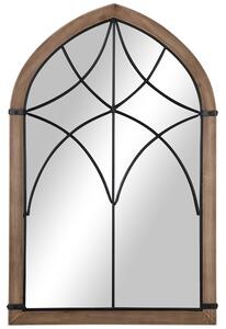 HOMCOM Specchio da Parete ad Arco con Dettagli Moderni e Ganci, in Legno e Vetro, 60x93 cm, Marrone e Nero | Aosom Italy