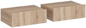 HOMCOM Set di 2 Comodini Sospesi Moderni con Cassetto in Legno, 40x30x15cm, Rovere | Aosom Italy