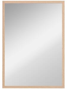 HOMCOM Specchio da Parete Rettangolare con Ganci, Specchio a Muro in Vetro e MDF, 50x70 cm, Color Legno | Aosom Italy