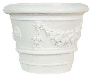 Vaso in Terracotta festonato smaltato bianco 100% Made in Italy interamente Lavorata a Mano