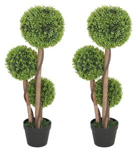 HOMCOM Set 2 Piante di Bosso Artificiale a 3 Sfere, con Vaso e Fondo Rinforzato, Altezza 90 cm, per Interno ed Esterno | Aosom Italy