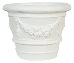 Vaso in Terracotta festonato smaltato bianco 100% Made in Italy interamente Lavorata a Mano