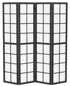 HOMCOM Paravento da Interno a 4 Pannelli Pieghevole in Legno e Tessuto, 160x170 cm, Nero e Bianco | Aosom Italy