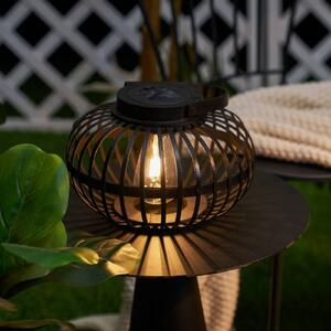 Pauleen Lampada da tavolo solare a LED SUNSHINE BLISS nera 17 cm IP44, Nero, bambù, Giovanile