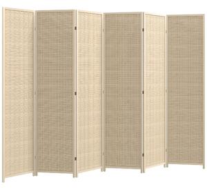 HOMCOM Paravento da Interno a 6 Ante Pieghevole in Legno e Bambù Altezza 180cm, Colore Naturale | Aosom Italy