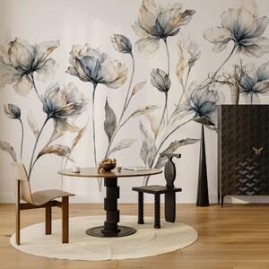 Carta da parati Fiori eleganti e vaporosi, con petali traslucidi disposti a strati su lunghi steli, Carta da parati Floreale, w05579 : Uwalls.it