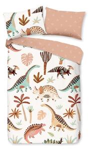 Set copripiumino e federa da bambini marrone/beige in cotone per culla 100x135 cm Dino – Good Morning